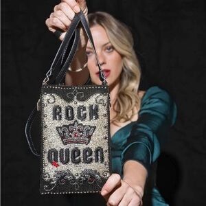 NWOT  Mary Frances Black and Silver Beaded Crossbody Bag